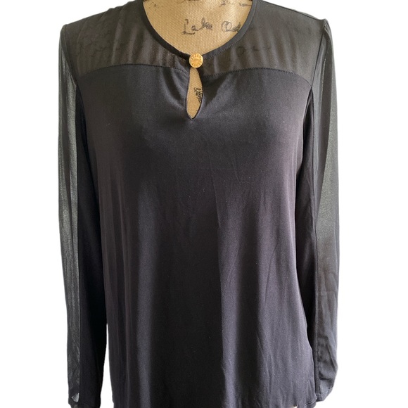 ellen tracy • black meshy long sleeve • small - Picture 1 of 7